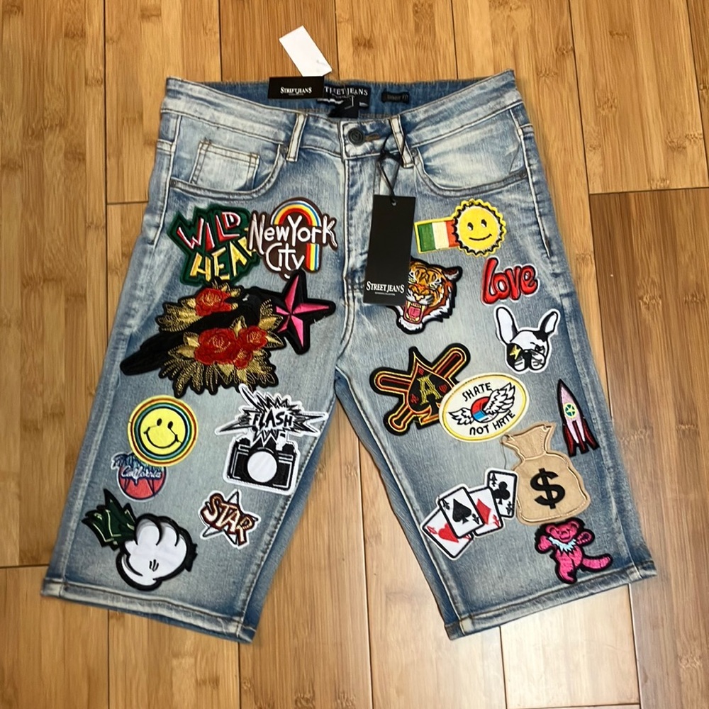 REBEL VENGEANCE  patchwork shorts NWT
